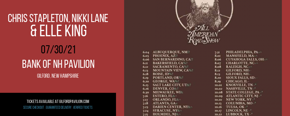 Chris Stapleton, Nikki Lane & Elle King at Bank of NH Pavilion